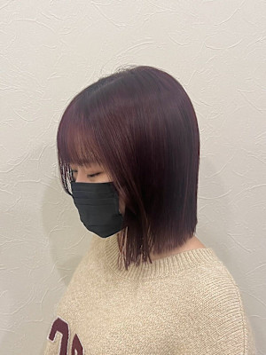 ｜切りっぱなしボブ×ラベンダーピンク｜