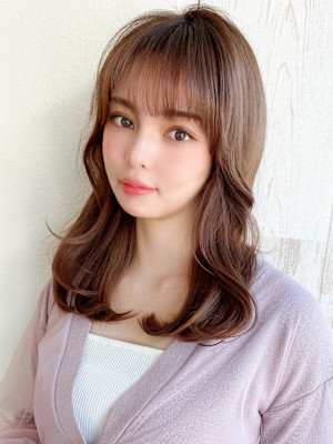 韓国ヘア/レイヤーカット/前髪あり/20代30代/ネビージュ