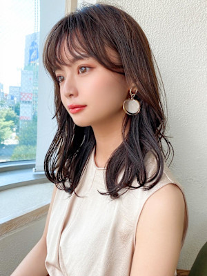 韓国ヘア/レイヤーカット/前髪あり/20代30代/ネビージュ