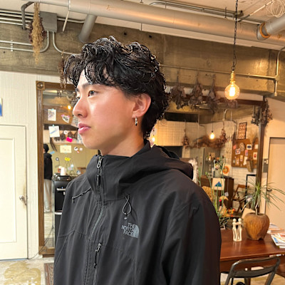 センターパートパーマ