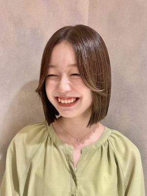 ボブ×大人ボブ×前髪なし×オリーブベージュカラー×横浜