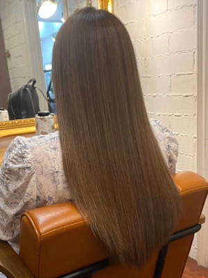 髪質改善　ダメージレスカラー　ベージュカラー　スーパーロング