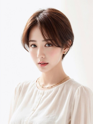 20代30代大人可愛い韓国風レイヤーショートボブアッシュ