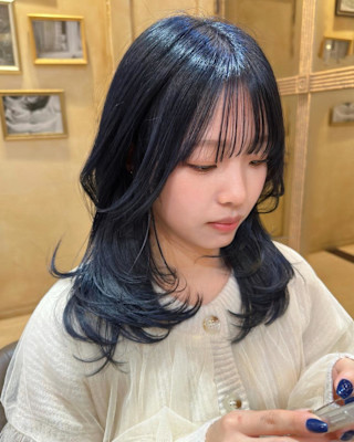 ブルーカラー_韓国風巻き_ブルージュ