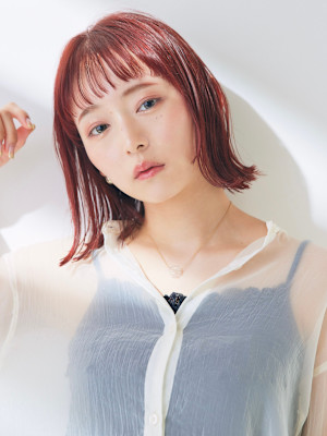 ピンク系カラー/切りっぱなし【新宿/新宿駅】