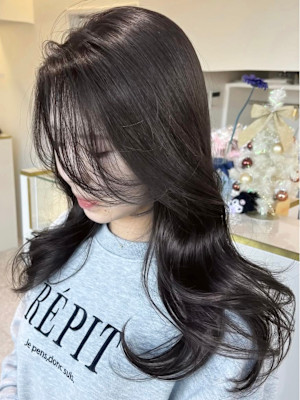 顔周りレイヤー×アッシュベージュ