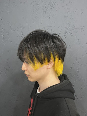 メンズウルフ×インナーイエローカラー／池袋／池袋東口店