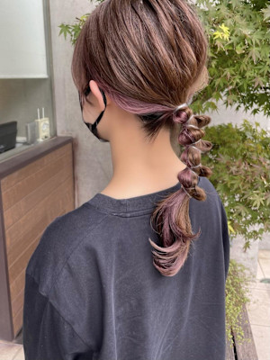 ヌードピンク/ピンクベージュ/インナーカラー/玉ねぎアレンジ