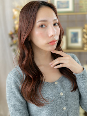 大人美人チェリーレッドひし形レイヤーカット　マロンベージュ