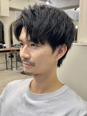 カットパーマ　カットカラー　メンズカラー　mens 白髪