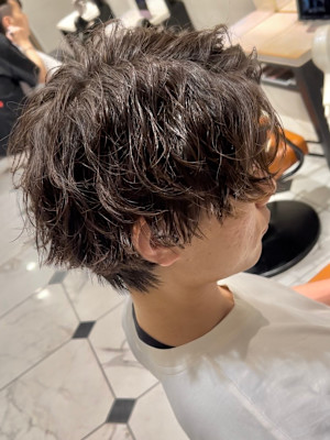 カットパーマ　ゆるめパーマ　メンズ　ショート　短髪　髪型　