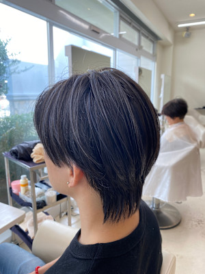 メンズウルフセンターパート×ハイライト