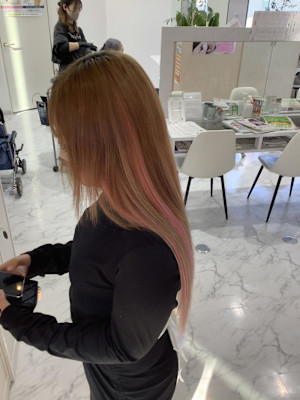 エクステンション　ピンクハイライト