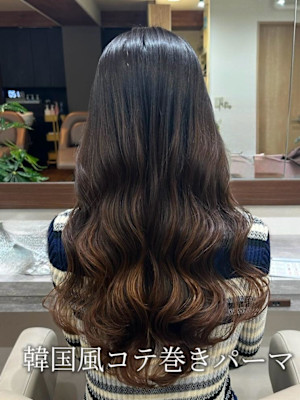 韓国風コテ巻きパーマ/レイヤースタイル