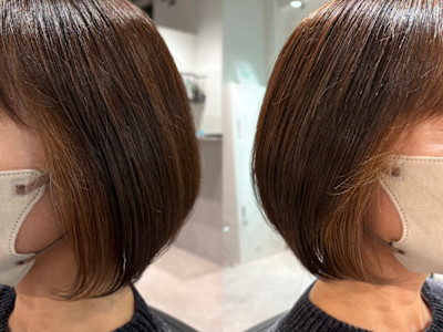 インナーカラーでもみあげの白髪をぼかす◎【船橋/白髪ぼかし】