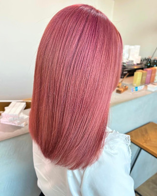 ピンクブリーチダブルカラーミディアム髪質改善トリートメント