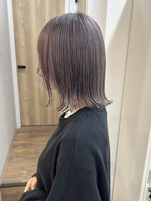 ☆ダブルカラーラベンダーグレージュ　切りっぱなしボブ