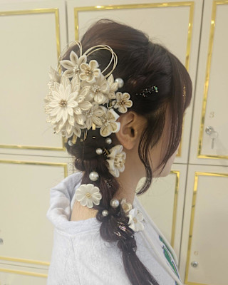 成人式サイド編み下ろし