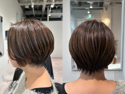 筋感ある大人ショート×白髪ぼかしカラー【船橋/白髪ぼかし】