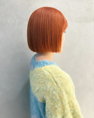 ダブルカラー/オレンジカラー/ボブスタイル