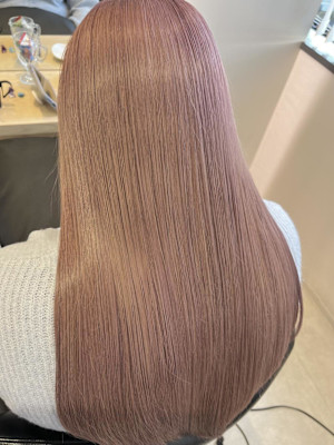 ダブルカラー　ピンクベージュ