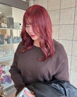 【hinari】チェリーレッド/暖色カラー/ブリーチカラー