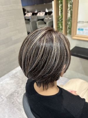 ハイライトショートボブ＠30代40代50代60代