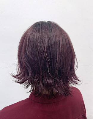 くびレイヤーボブルフネビージュ小顔ワンレンこなれミディ