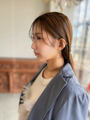 顔まわりがかわいいシンプルアレンジ