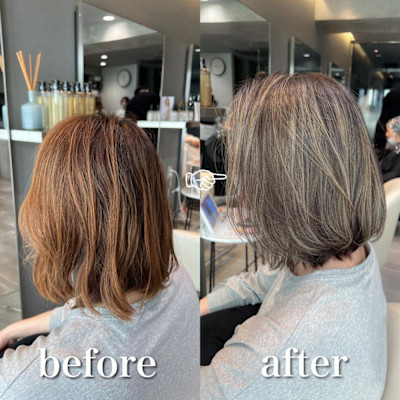 白髪ぼかし　ハイライトカラー　ベージュ