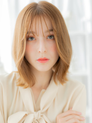 ハイトーンカラーミストバングくびレイヤー　細めハイライト