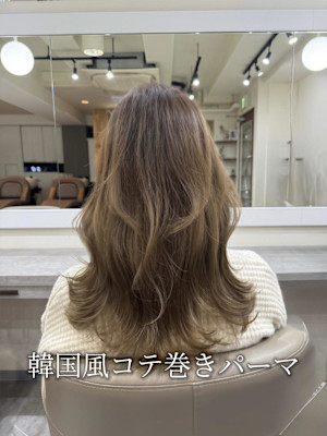 韓国風コテ巻きパーマ/レイヤースタイル