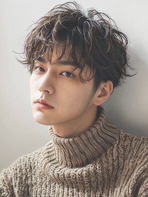 30代　メンズカット　メンズショート　黒髪　センターパート