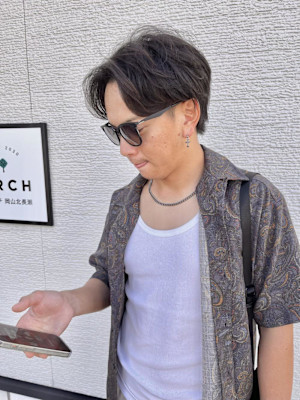 センターパート　ニュアンスパーマ