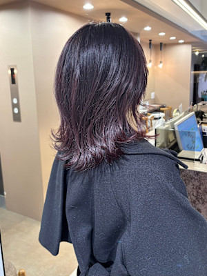 ダークレッド/ワインレッド/ブリーチなし/暖色カラー/横浜