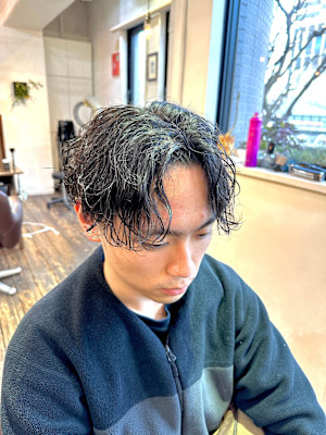 波巻きパーマニュアンスパーマミディアムパーマセンターパート