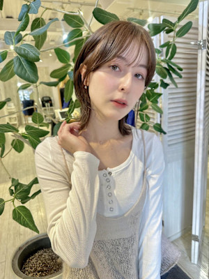 ボブ/くびれボブ/ベージュ/外ハネボブ