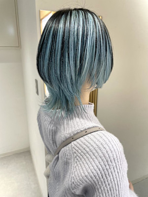 水色/アンブレラカラー/デザインカラー/ブリーチ/ウルフ