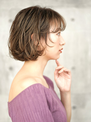 前下がりショート・ボブ/絶壁解消/前髪あり/30代/40代/