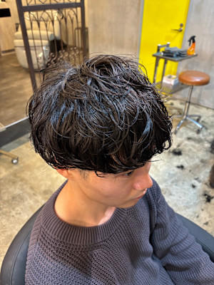 メンズツーブロックマッシュカットスパイラルシャドウパーマ