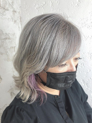 インナーカラー/ホワイトグレー/ピンク/¥9900