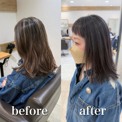 白髪ぼかしハイライトカラー30代40代50代ブルーグレージュ