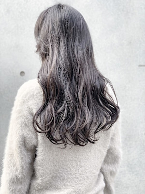ロングヘア★ブルーアッシュデザインカラー ダブルカラー