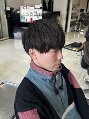 王道メンズショートマッシュビジカジ清潔感アッシュブラウン