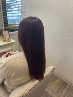 ピンクブラウン×縮毛矯正