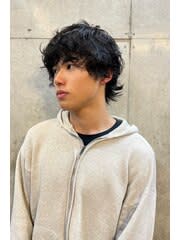 メンズパーマ　ウルフカット　くせ毛　ニュアンスパーマ