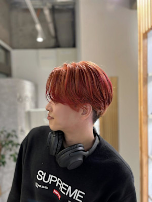 【takumi】センターパート×ブリーチなしオレンジ