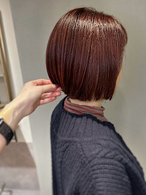 30代40代50代大人ショートボブラベンダーブラウン髪質改善