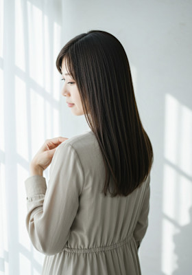 髪質改善ニュアンスカラーツヤ髪スタイルセンターパート