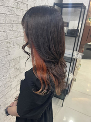 インナーカラーケアブリーチ使用オレンジカラー池袋